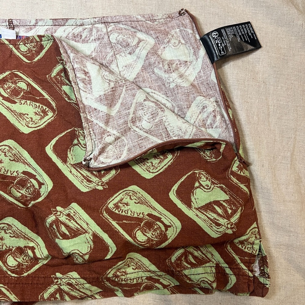 Urban Outfitters Sardine Skort Womens M Linen Fish Print Low Rise Coastal Y2K - Picture 7 of 8